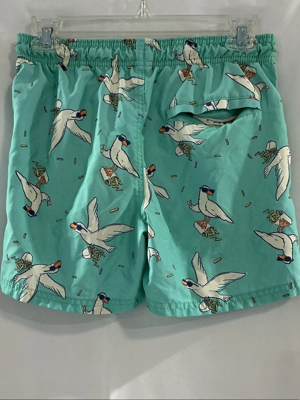 Cat & Jack Teal Seagull Pattern Kids Swim Trunks